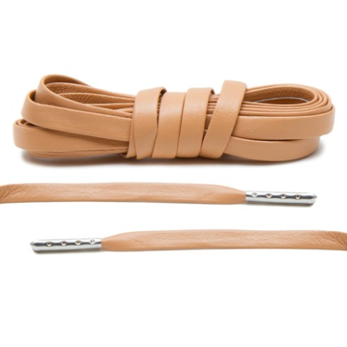 Tan Luxury Leather Laces - Silver Plated [L27]