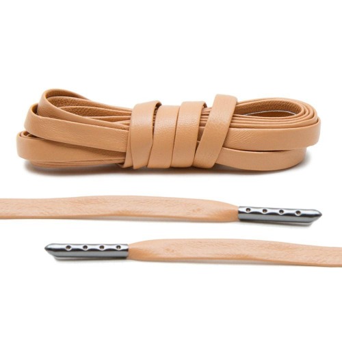 Tan Luxury Leather Laces - Gunmetal Plated [L26]