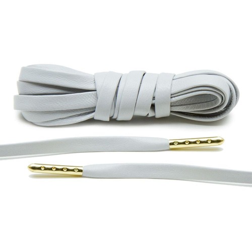 Light Grey Luxury Leather Laces - Gold Plated [L19]