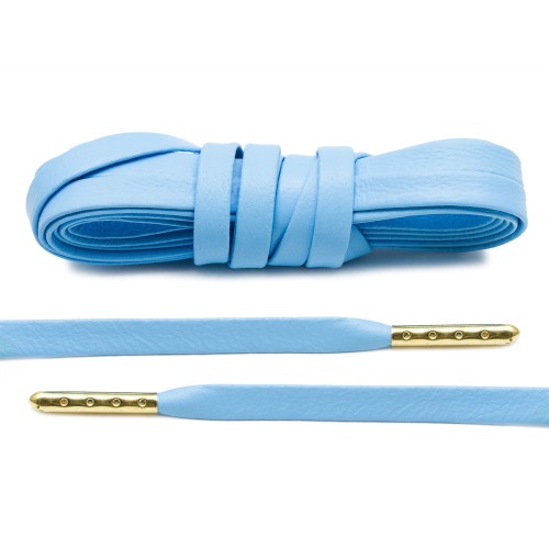 University Blue Luxury Leather Laces - Gold Plated [L37]