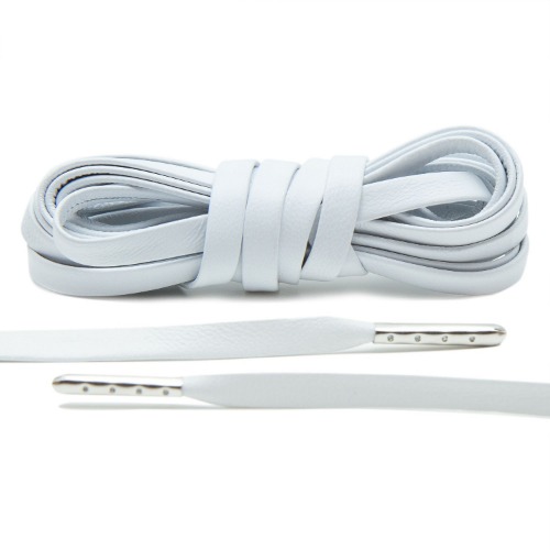 WHITE LUXURY LEATHER LACES - SILVER PLATED [L06]