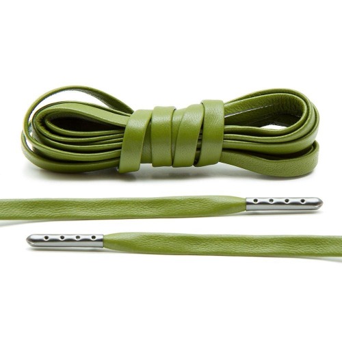 Olive Luxury Leather Laces - Gunmetal Plated [L23]