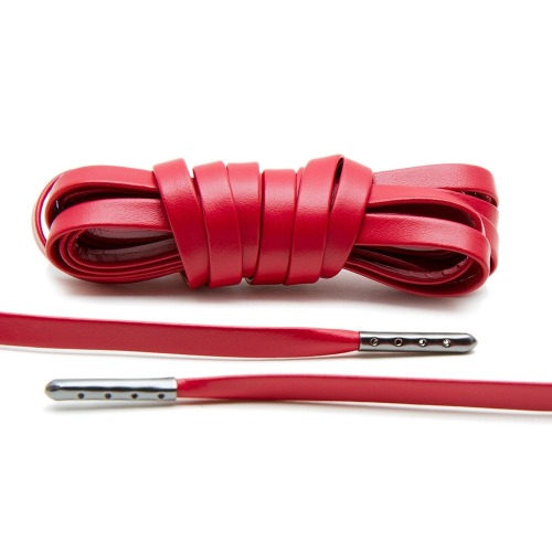 RED LUXURY LEATHER LACES - GUNMETAL PLATED [L11]