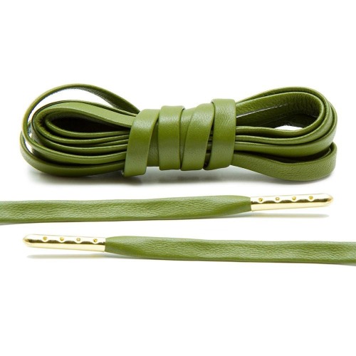 Olive Luxury Leather Laces - Gold Plated [L22]