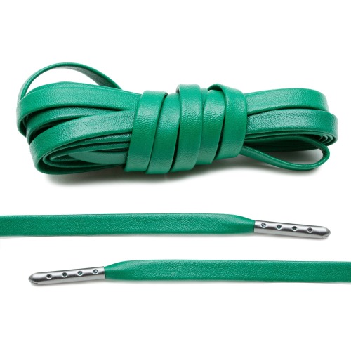 Kelly Green Luxury Leather Laces - Gunmetal Plated [L32]