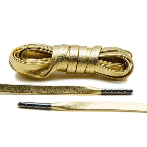 GOLD LUXURY LEATHER LACES - GUNMETAL PLATED [L08]