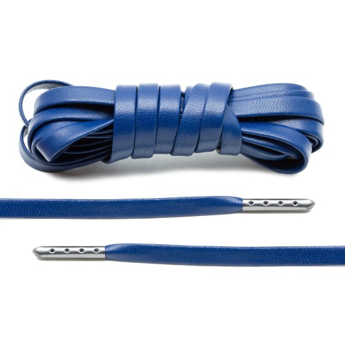 Navy Blue Luxury Leather Laces - Gunmetal Plated [L35]