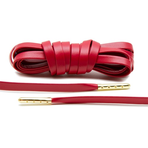 RED LUXURY LEATHER LACES - GOLD PLATED [L10]