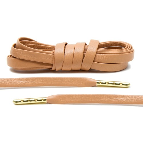 Tan Luxury Leather Laces - Gold Plated [L25]