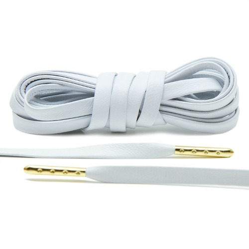 WHITE LUXURY LEATHER LACES - GOLD PLATED [L04]