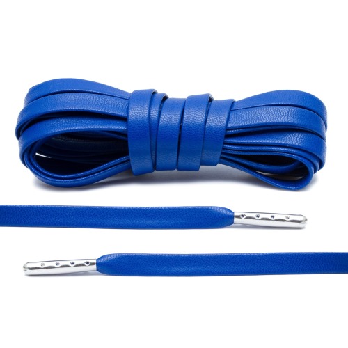 ROYAL BLUE LUXURY LEATHER LACES - SILVER PLATED [L15]