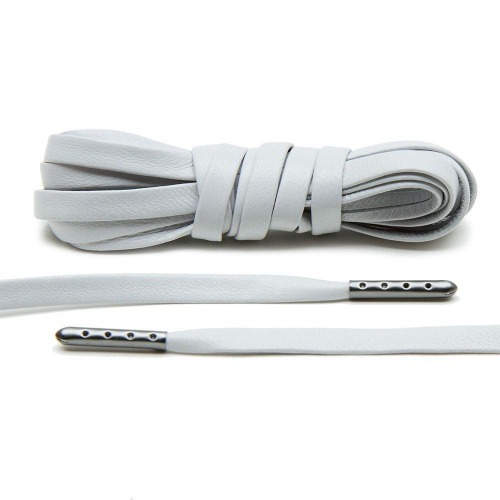 Light Grey Luxury Leather Laces - Gunmetal Plated [L20]