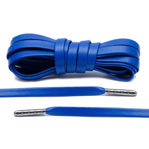 ROYAL BLUE LUXURY LEATHER LACES - GUNMETAL PLATED [L14]
