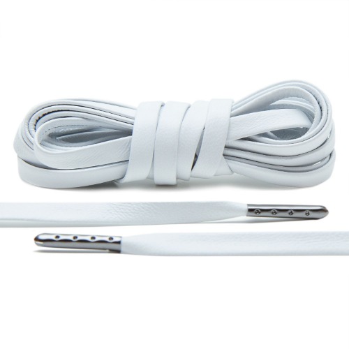 WHITE LUXURY LEATHER LACES - GUNMETAL PLATED [L05]