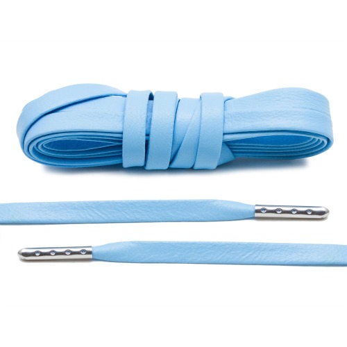 University Blue Luxury Leather Laces - Silver Plated [L39]