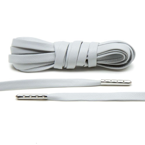 Light Grey Luxury Leather Laces - Silver Plated [L21]