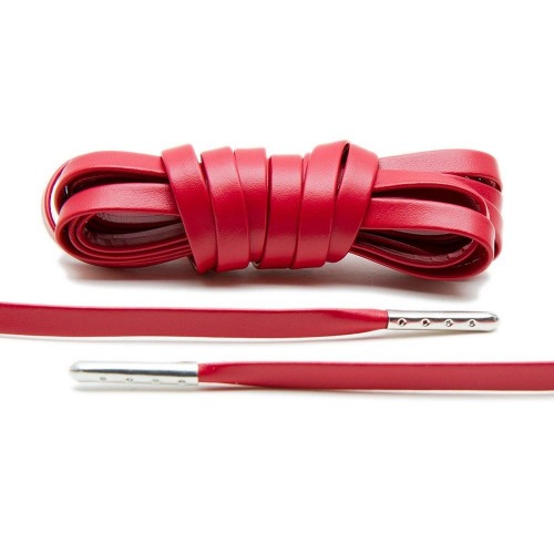 RED LUXURY LEATHER LACES - SILVER PLATED [L12]