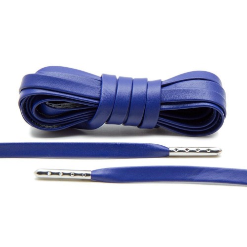 Blue Luxury Leather Laces - Silver Plated [L42]