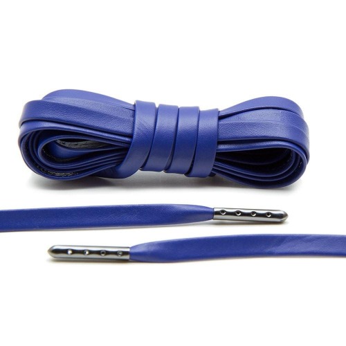 Blue Luxury Leather Laces - Gunmetal Plated [L41]