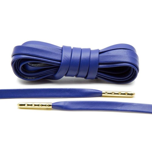 Blue Luxury Leather Laces - Gold Plated [L40]