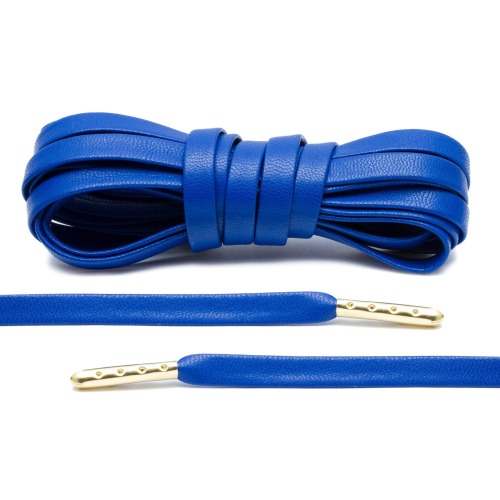 ROYAL BLUE LUXURY LEATHER LACES - GOLD PLATED [L13]