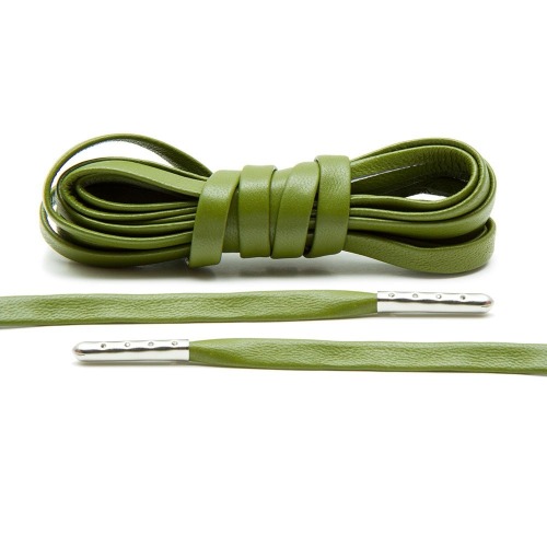 Olive Luxury Leather Laces - Silver Plated [L24]